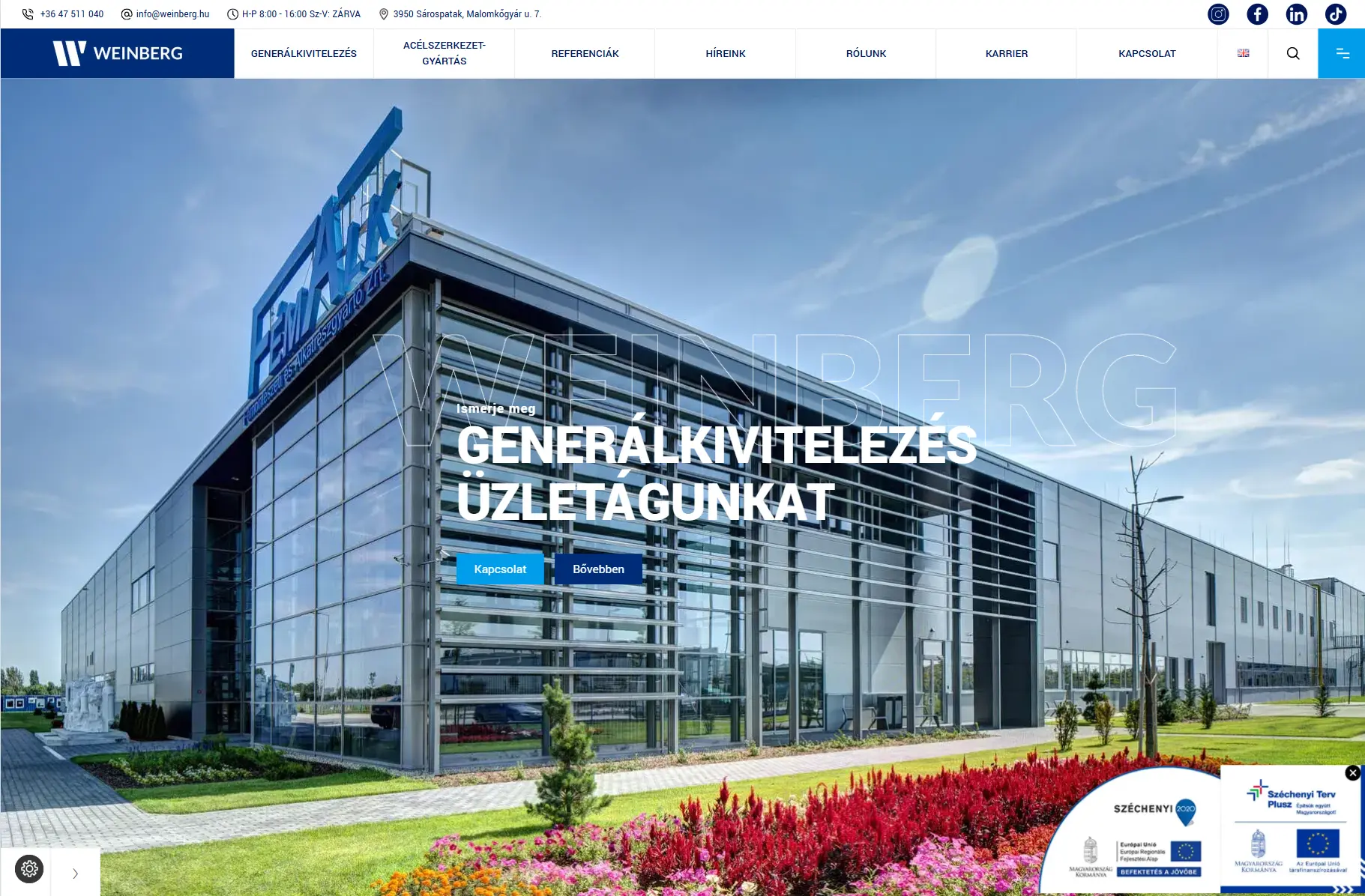 Weinberg építőipari weboldal referencia