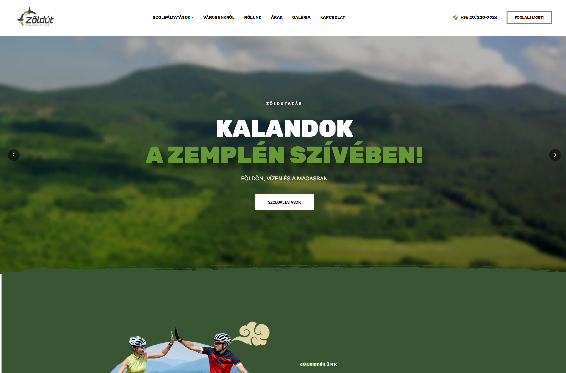 Zöldutazás turisztikai weboldal referencia